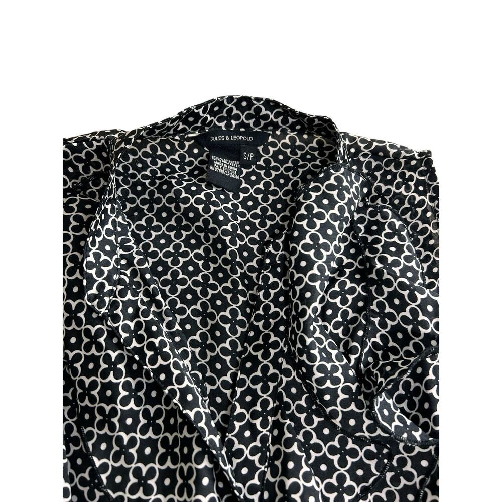 Jules & Leopold Black White Floral Blouse Sz S V-Neck Sleeveless Top Ruffle - Picture 2 of 6